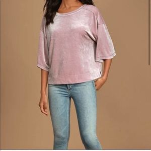 NWT Free People Valerie Mauve Velvet Oversized Top
